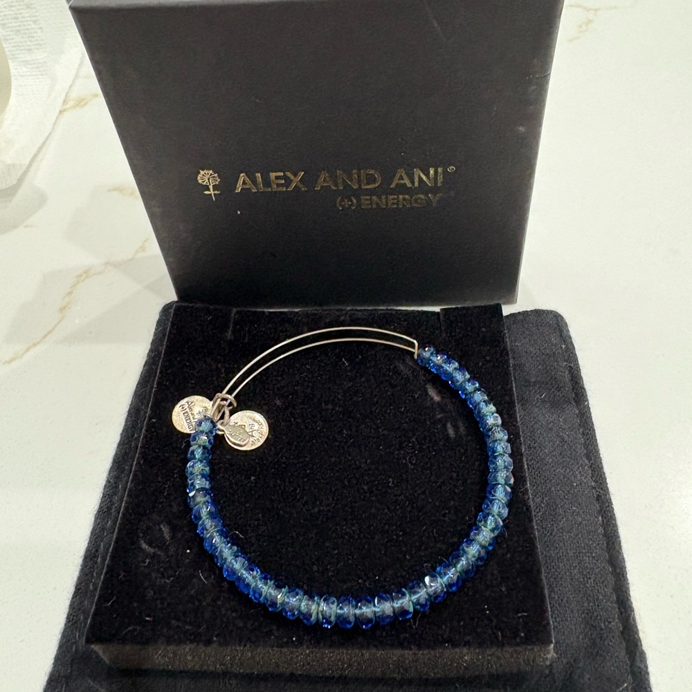 Alex and Ani Blue Sapphire Crystal Beaded Bracelet